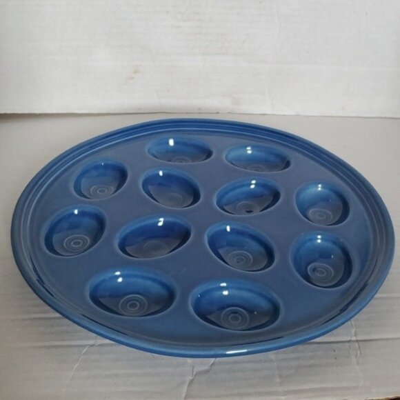 Fiestaware Fiesta CERAMIC Deviled Egg Plater DISH Plate Tray Blue Lapis - Picture 3 of 15